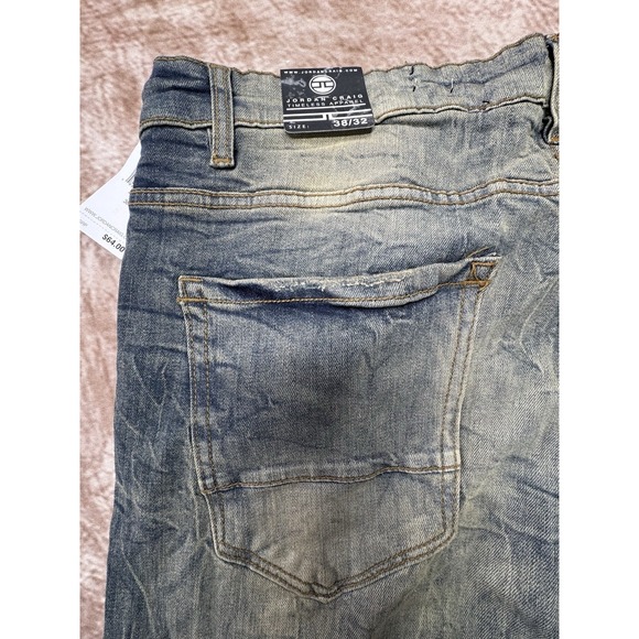 Men JORDAN CRAIG Distressed Stretch Desert Gold Washed Denim Jean Pant 38x32 NWT - Picture 11 of 11